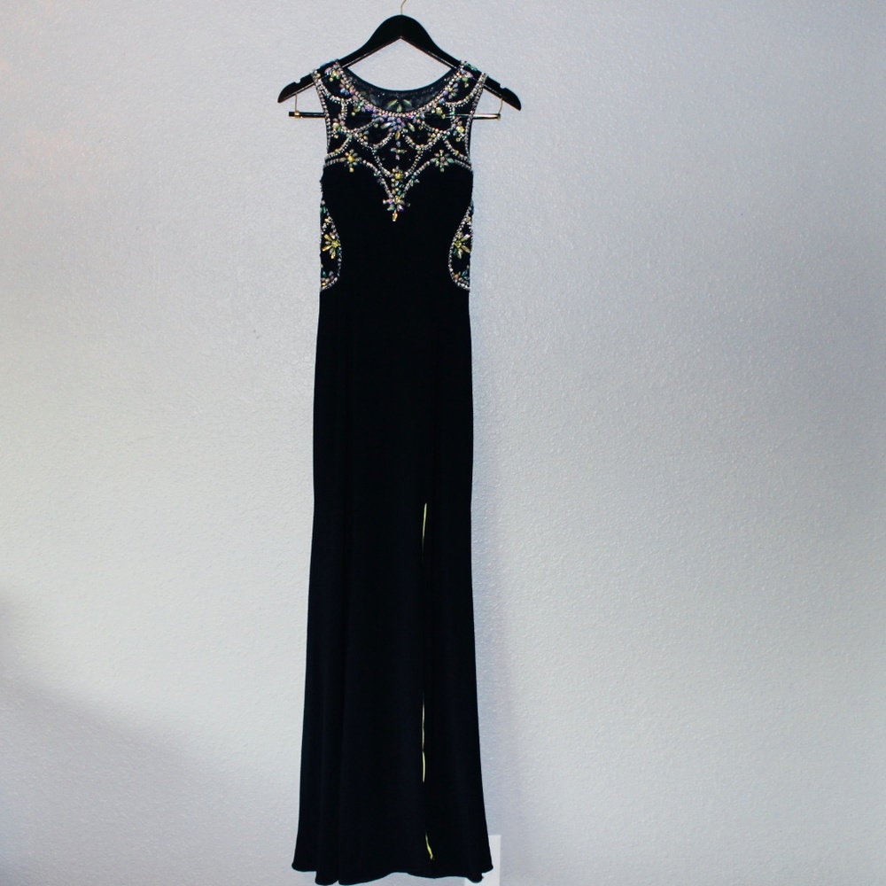 Betsy & Adam Women’s Navy Blue Prom Dress